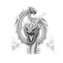 blue eyes white dragon tattoo design idea