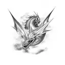 blue eyes white dragon tattoo design idea