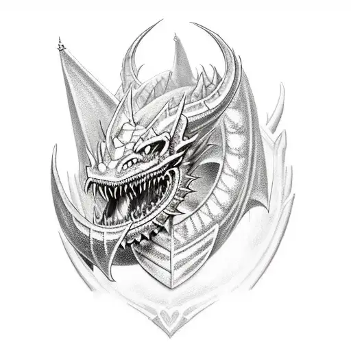Dragon knight sword tattoo design idea