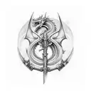 Dragon knight sword tattoo design idea