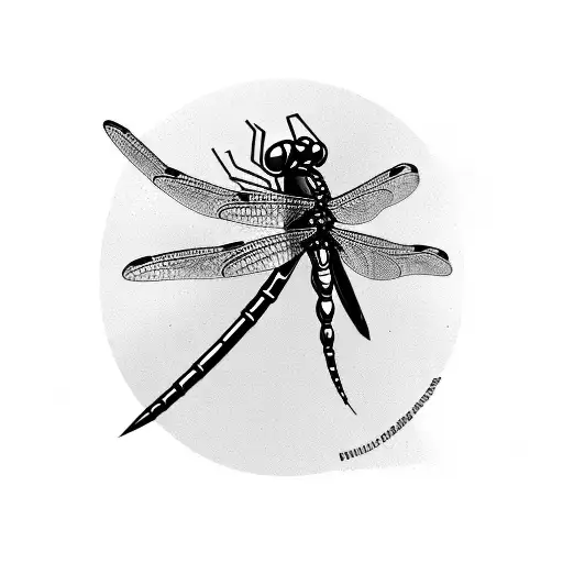 Dragonfly perched on a cow's back in a whimsical black-grey design tattoo design idea