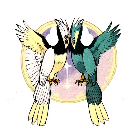 astrology Gemini birds Hawks tattoo design idea