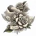 Create a tattoo with the words. The pain you feel today Will be the strength you feel  Tomorrow. With clouds behind tattoo design idea