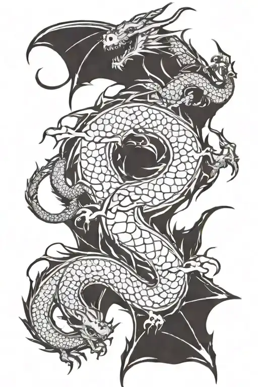 Dragons storm   tattoo design idea