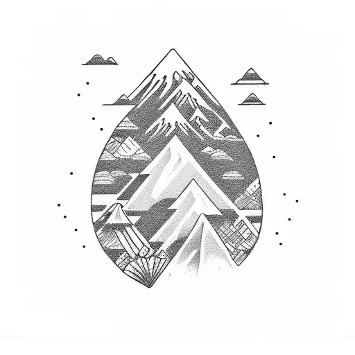 Bali tattoo with FITCATION 2023 blended into volcano mountain tattoo design idea