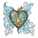 heart blue fire tattoo design idea