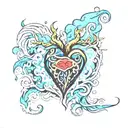 heart blue fire tattoo design idea