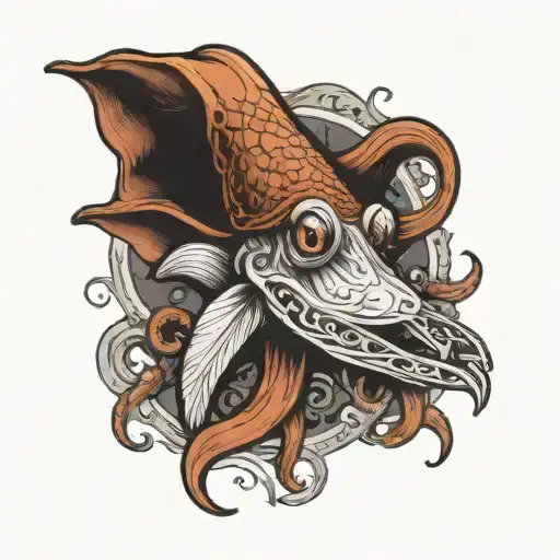 Squid crosshatching 1920's tattoo design idea