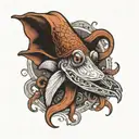 Squid crosshatching 1920's tattoo design idea