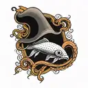 Squid crosshatching 1920's tattoo design idea