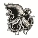 Squid crosshatching 1920's tattoo design idea