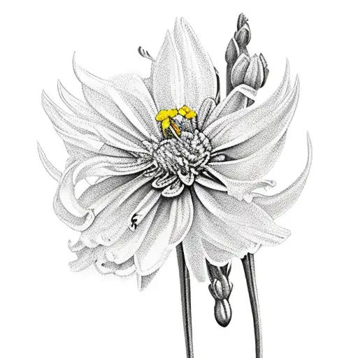 aster flower, carnation, orchid, daffodil, gladiolus, borage, wisdom tattoo design idea