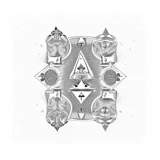 A minimalist design featuring the king of spades and five of spades as simple geometric shapes tattoo design idea