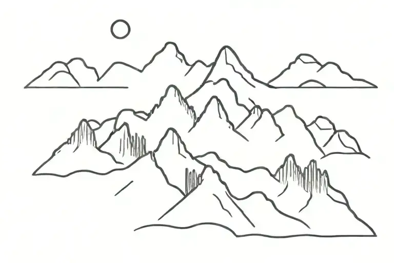 romanian motive with mountains tattoo design idea