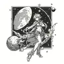 Combine elements of anime characters with celestial objects like moons and shooting stars, reflecting the client's passion for both anime and astronomy tattoo design idea