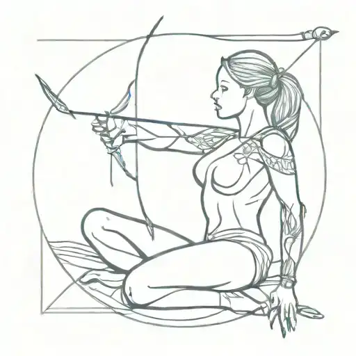 turtle archery sun girl  tattoo design idea