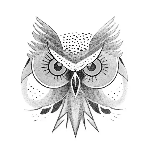 A lot of birds flying over the sky while a owl is staring at you in the day and a crow is staring at you at the night tattoo design idea