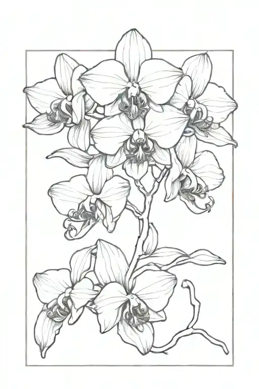orchid dainty cross tattoo design idea