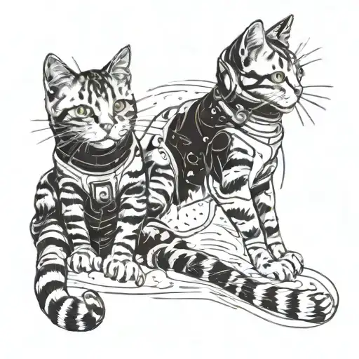 Cats in space tattoo design idea