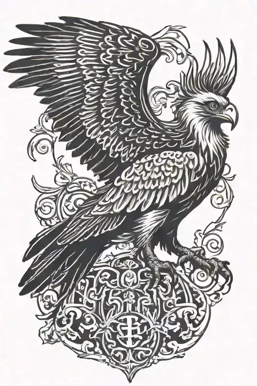 Hræsvelgr vulture that guards hel nordic godess tattoo design idea