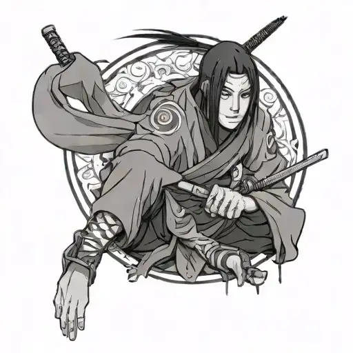 itachi uchiha with samurai tattoo design idea