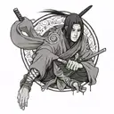 itachi uchiha with samurai tattoo design idea