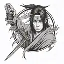 itachi uchiha with samurai tattoo design idea