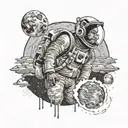 kid cudi man on the moon tattoo design idea