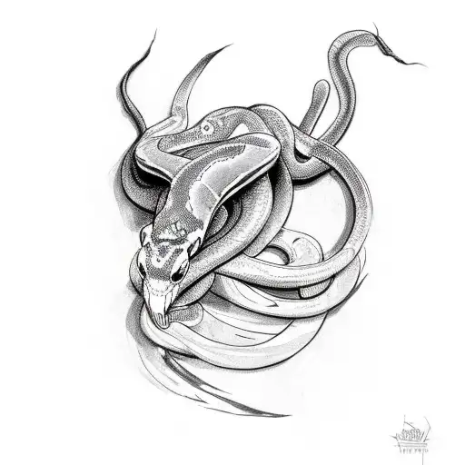 Ball python around leg tattoo design idea