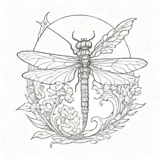 Nave,nursing with a dragon fly that has a meaning of hard working and easy to draw tattoo design idea
