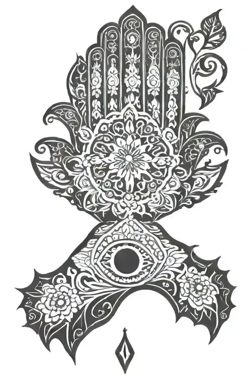 hamsa hand tattoo design idea