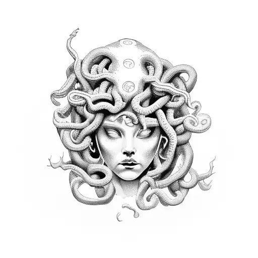 Medusa crying tattoo design idea