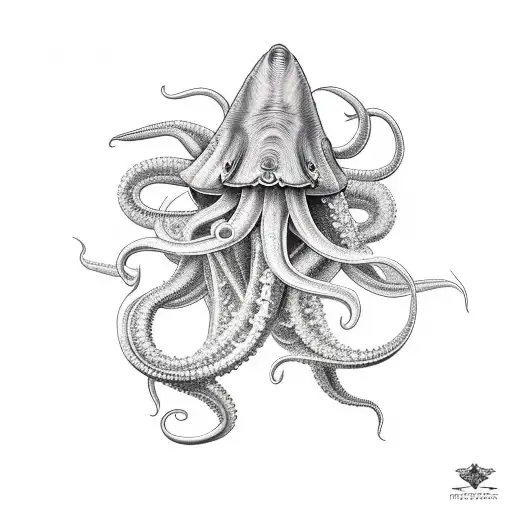 furious squid tattoo design idea