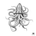 furious squid tattoo design idea