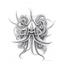 furious squid tattoo design idea