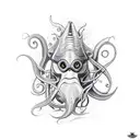furious squid tattoo design idea
