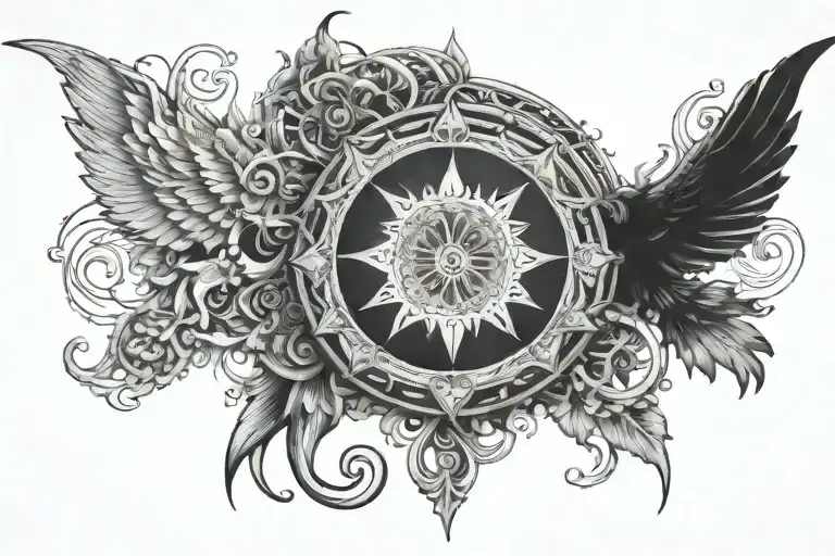 Tattoo that represents a connection between physical and spiritual world tattoo design idea