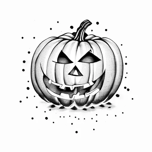 jack o lantern halloween scene tattoo design idea