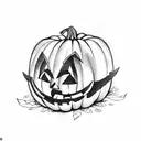 jack o lantern halloween scene tattoo design idea