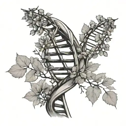dna helix wraped with a tree branch tattoo design idea