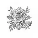 olive wreath with a section with a date on  tattoo design idea