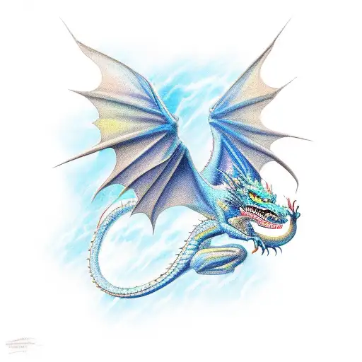 Dragon with open wings ready to take flight tattoo design idea