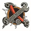 pipe wrench intertwined tattoo design idea