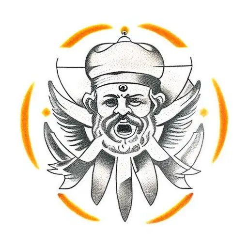 Greek themed with sun rays tattoo design idea