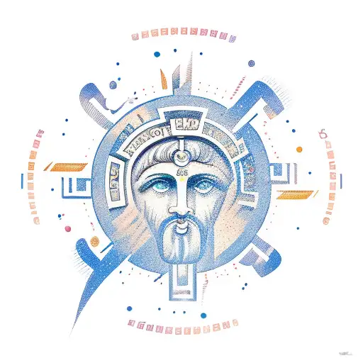 Greek themed with sun rays tattoo design idea