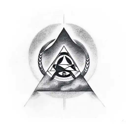 UFO abduction scene with a hidden Illuminati symbol tattoo design idea