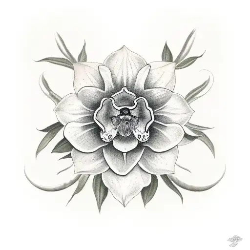 Hellebore with snake tattoo design idea
