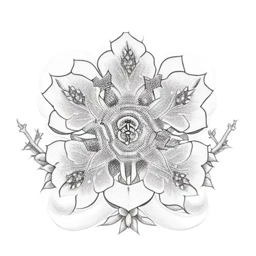 Hellebore with snake and snowflake in negative tattoo design idea