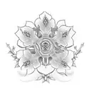 Hellebore with snake and snowflake in negative tattoo design idea