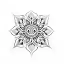 Hellebore with snake and snowflake in negative tattoo design idea